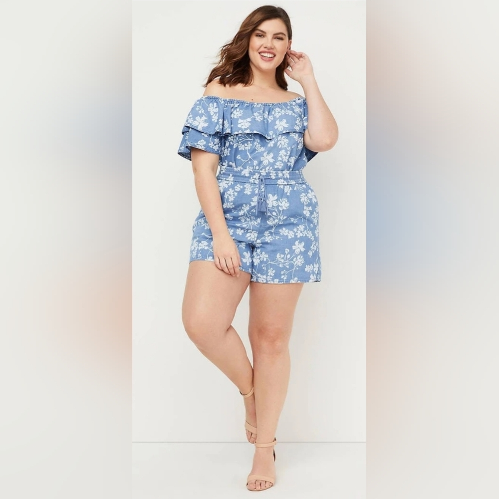 Lane Bryant 2-Piece Floral Chambray Set